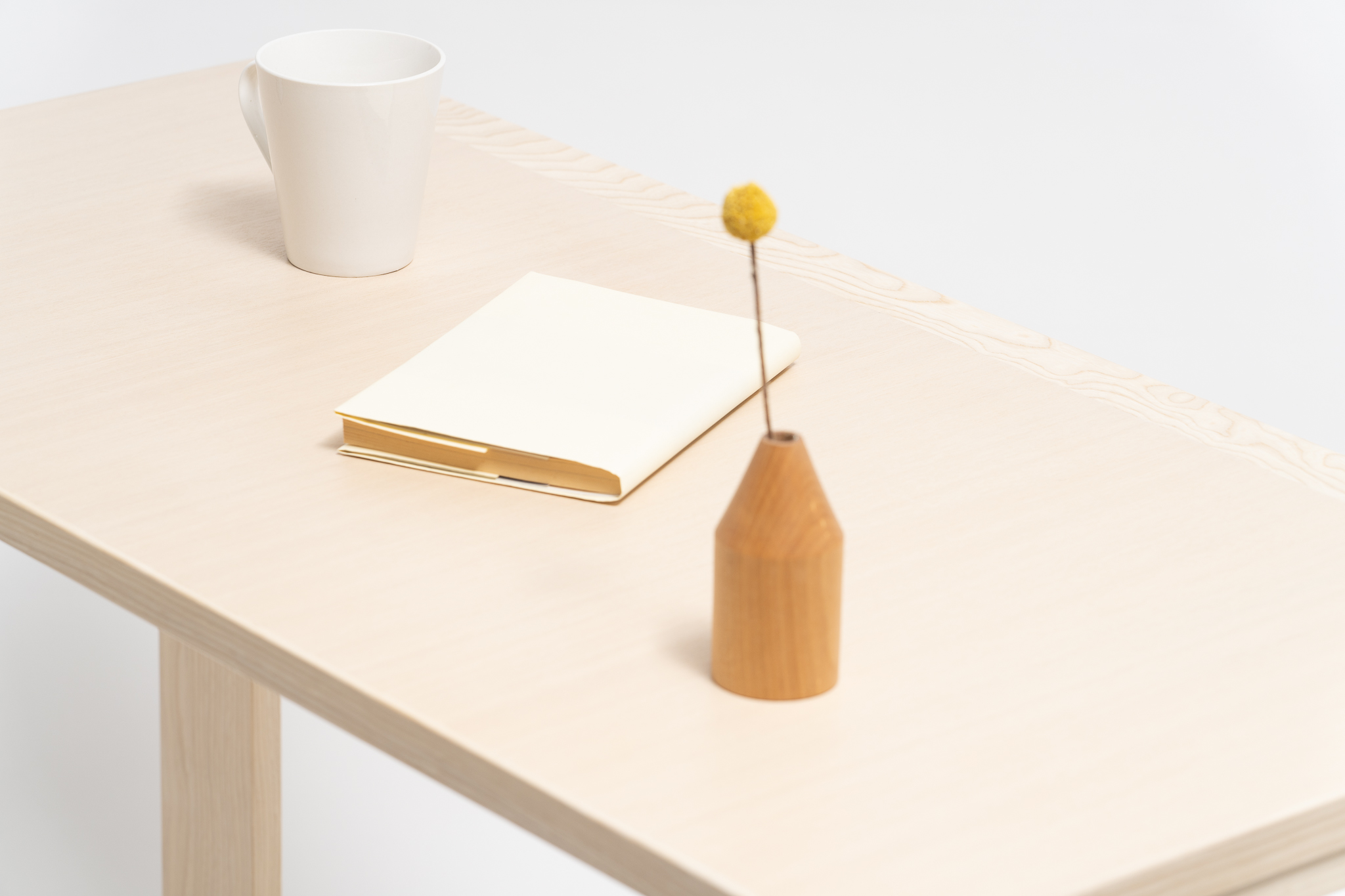 センの木の家具 Desk02 コットンホワイト W1000mm×D500mm×H700mm