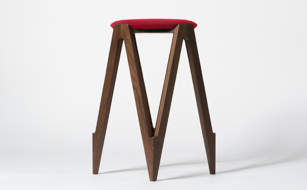 CO･DA･MA High Stool＜ウォールナット＞（NC-158 レッド） レッド W345mm×D345mm×H600mm