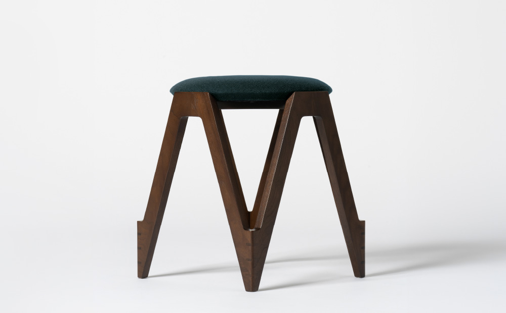 CO･DA･MA Low Stool＜ウォールナット＞（NC-044 グリーン） グリーン W345mm×D345mm×H420mm