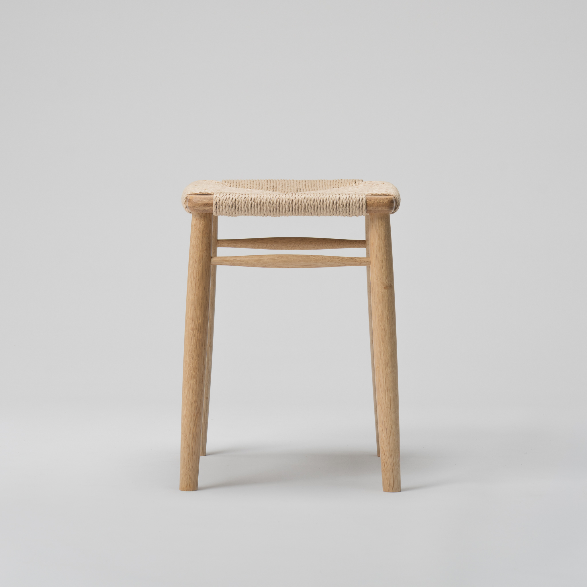 【木と暮らしの工房】 H.O.スツール　4-leg　＜樹種：ナラ／座面：ペーパーコード＞ 座面：ペーパーコード