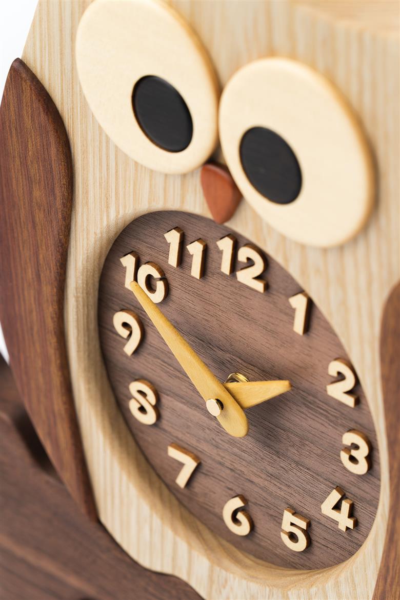 【工房ペッカー】F60-A ふくろう時計（置き型）