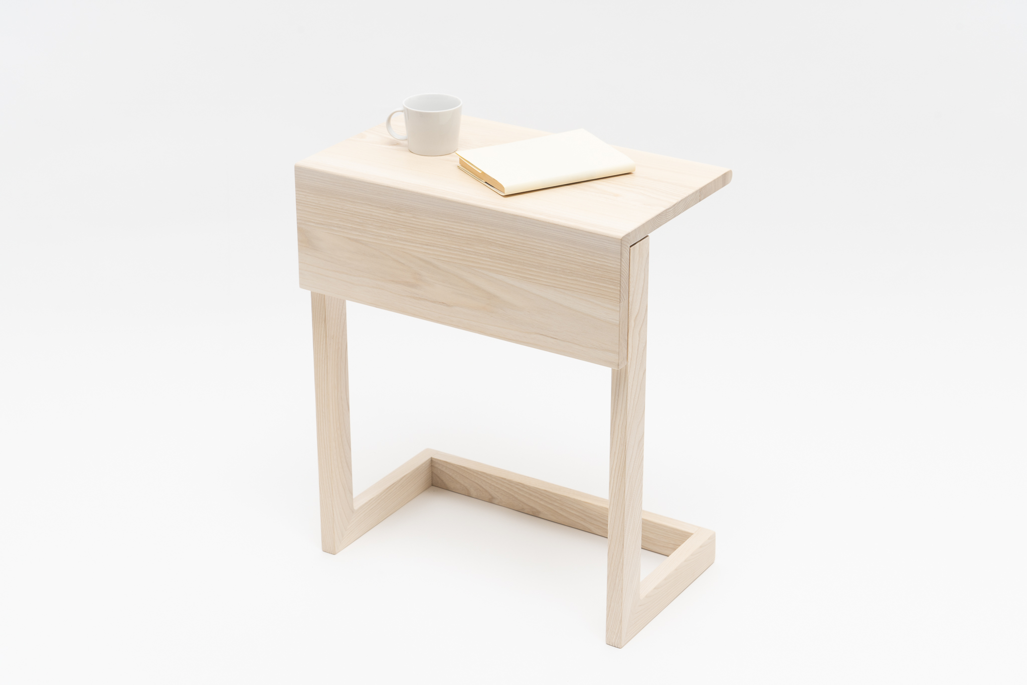 センの木の家具 Side Table コットンホワイト W500mm×D300mm×H600mm