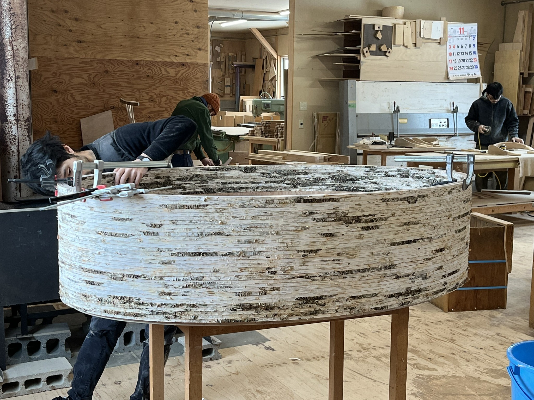 【木と暮らしの工房】H.O.スツール　＜樹種：ナラ／座面：本革（ベージュ）＞