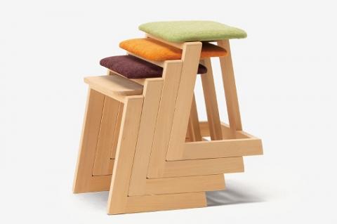 ハンの木の家具 スタッキングスツール（布座）パープル