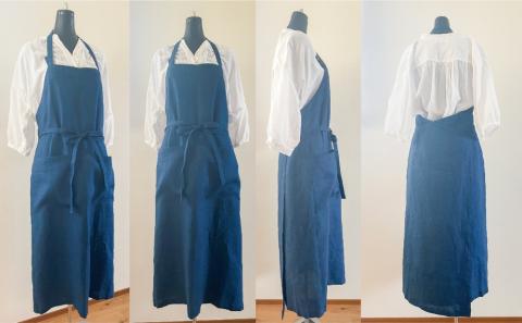 リネンの藍染エプロン（男女兼用）