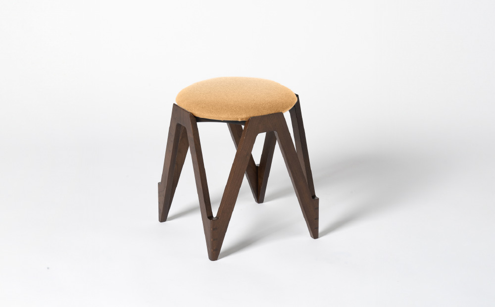 CO･DA･MA Low Stool＜ウォールナット＞（NC-109 イエロー） イエロー W345mm×D345mm×H420mm