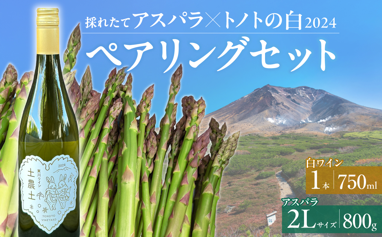 【大坪農園】≪2026年 先行予約≫ 「2L採れたてアスパラ」＆「トノトの白 2024」ペアリングセット
