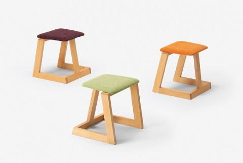 ハンの木の家具 スタッキングスツール（布座）オレンジ