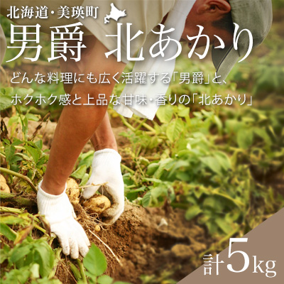 【令和８年産予約受付！】黒木農場　じゃがいも（男爵・北あかり）計5kg[006-27]