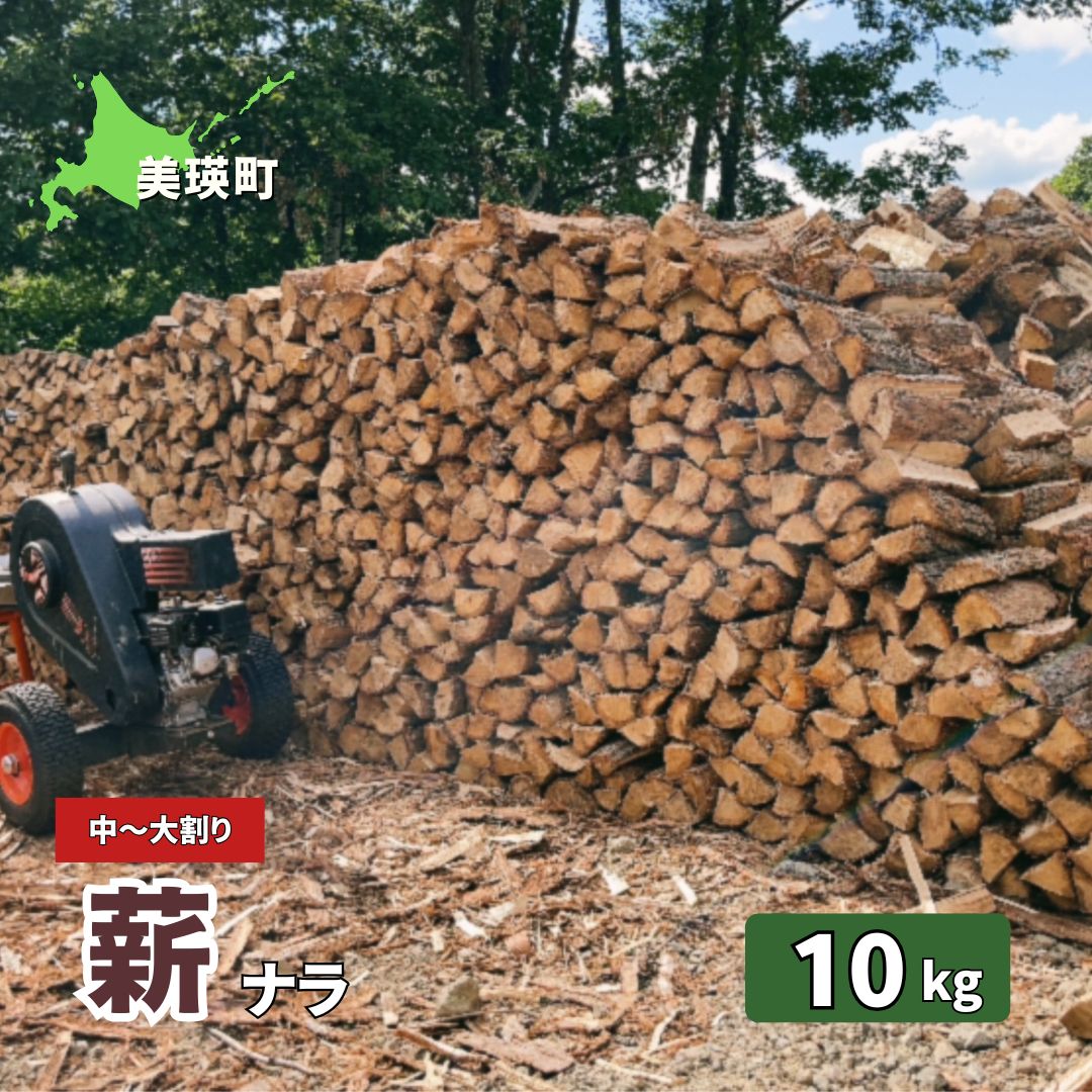 佐藤木材　乾燥薪 中～大割り(ナラ) 10kg(8本～10本)[008-34]
