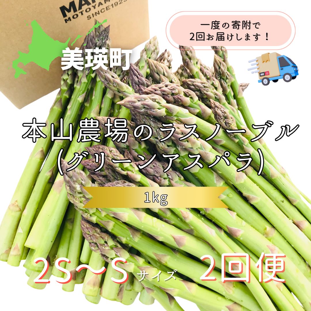 【令和8年産先行予約】北海道 美瑛町幻のアスパラ 本山農場のラスノーブル（グリーンアスパラ）2S～Sサイズ 1kg ≪2回便≫[020-92]