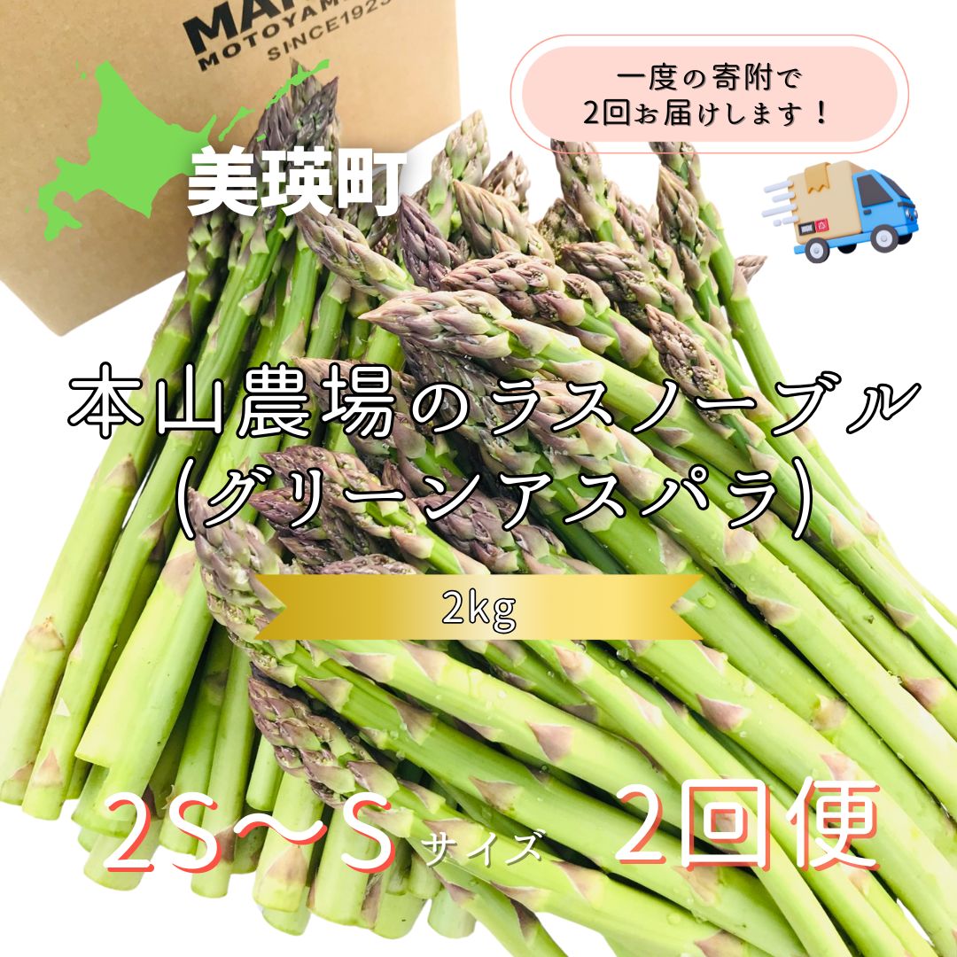 【令和8年産先行予約】北海道 美瑛町幻のアスパラ 本山農場のラスノーブル（グリーンアスパラ）2S～Sサイズ 2kg ≪2回便≫[032-20]