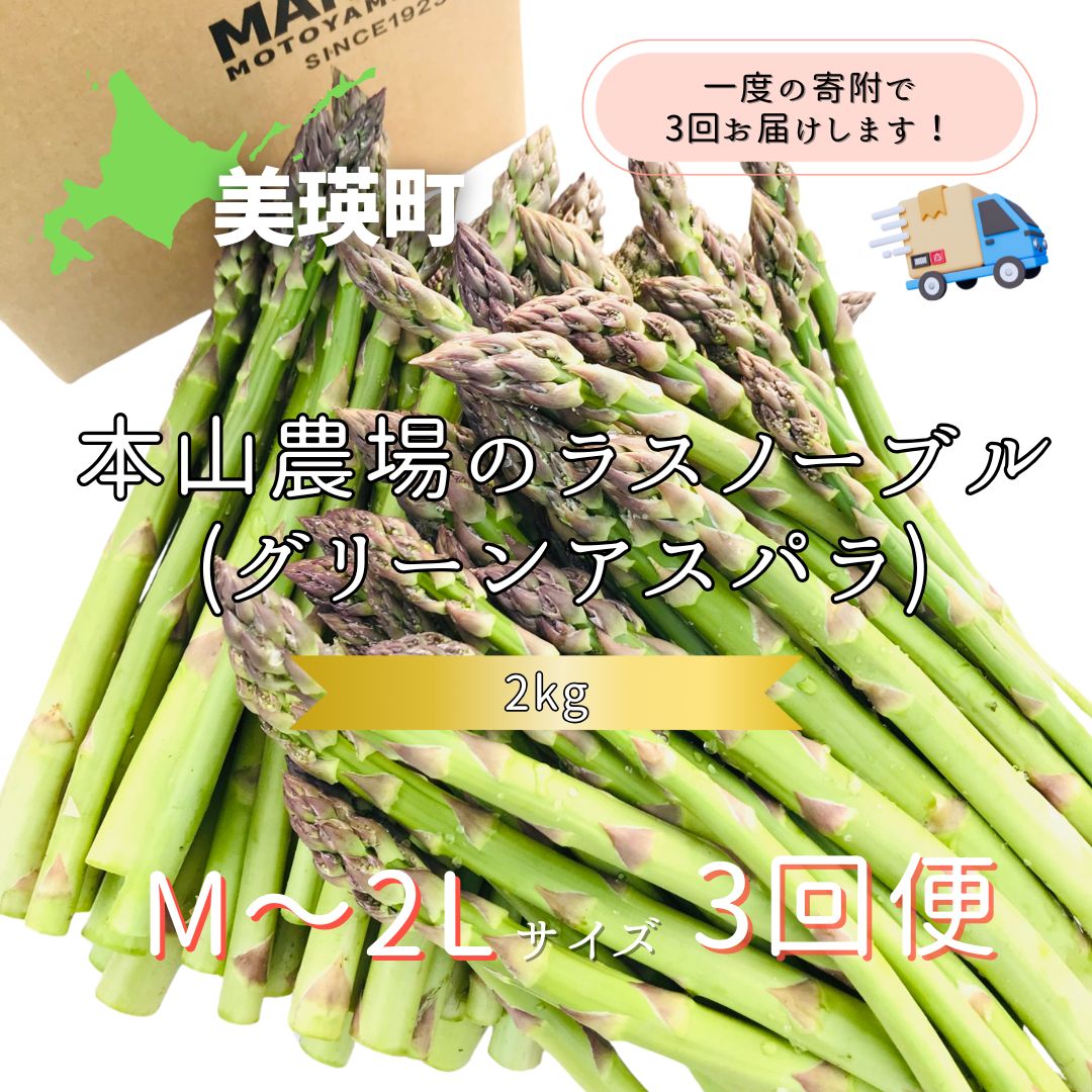 【令和8年産先行予約】 北海道 美瑛町幻のアスパラ 本山農場のラスノーブル（グリーンアスパラ）M～2Lサイズ 2kg ≪3回便≫[066-16]