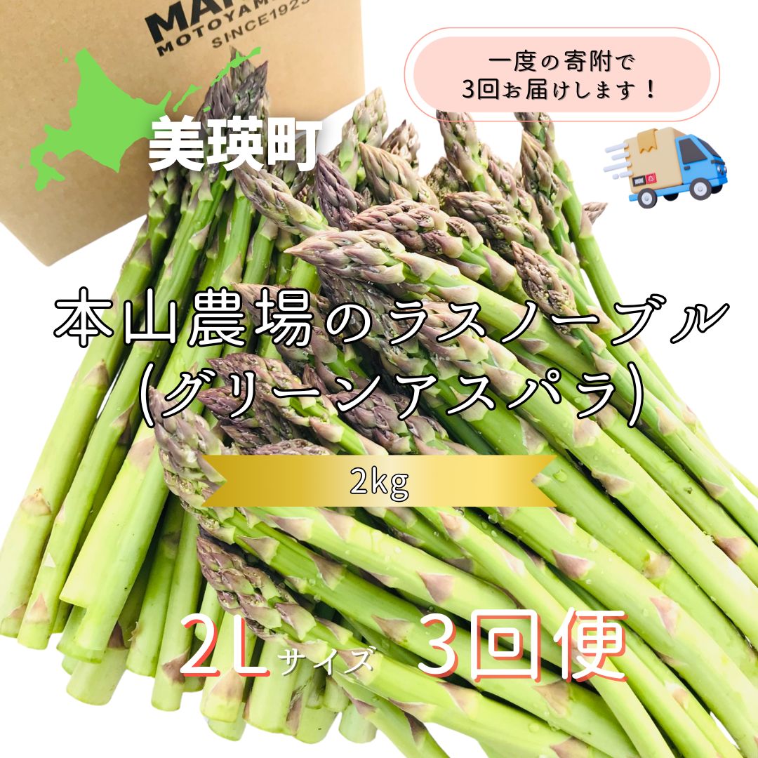 【令和8年産先行予約】北海道 美瑛町幻のアスパラ 本山農場のラスノーブル（グリーンアスパラ）2Lサイズ 2kg ≪3回便≫[087-05]