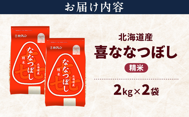 北海道産 喜 ななつぼし 精米 4kg 米 特A 獲得 白米 ごはん 道産米 ブランド米 4キロ お米 ご飯 米 北海道米 JAふらの ホクレン ホクレン米 送料無料 北海道 上富良野町