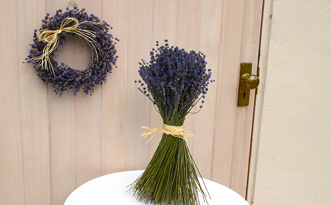 【2025年9月上旬から順次お届け】 富良野 花七曜 上富良野ラベンダーリース&ブーケセット ドライフラワー 花束 ブーケ リース