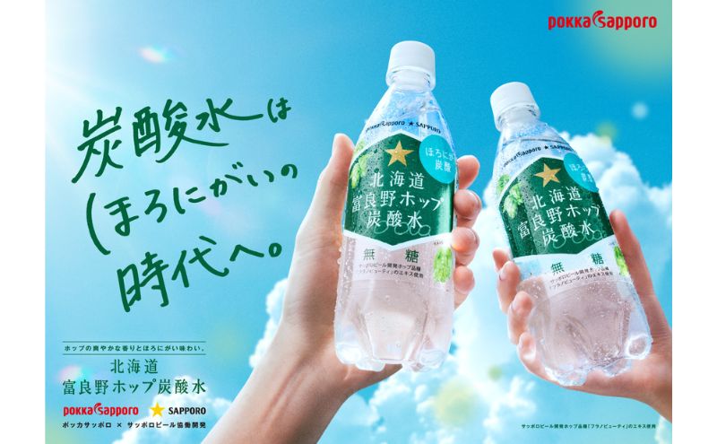 炭酸水 500ml × 24本 北海道富良野ホップ炭酸水 ポッカサッポロ 無糖 北海道富良野ホップ ペットボトル 炭酸飲料 炭酸 ソーダ ソーダ水 飲み物 飲料 ドリンク (有)リカーショップかまだ 北海道 上富良野町