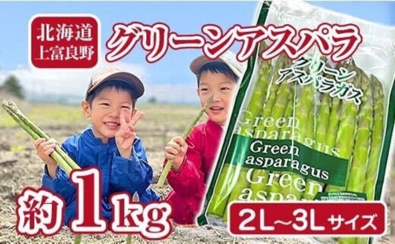 【令和7年産】アスパラ 専門農家の特選グリーンアスパラ 1kg（2L～3L）アスパラガス 原農園 あすぱら 野菜 北海道 上富良野町 令和6年発送