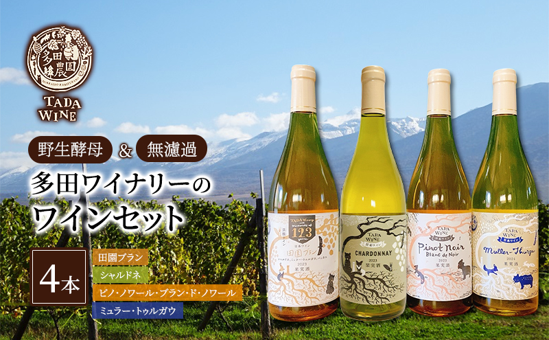 【野生酵母】辛口白ワイン4本 多田ワイナリー 北海道 上富良野町 ワイン セット お酒 アルコール