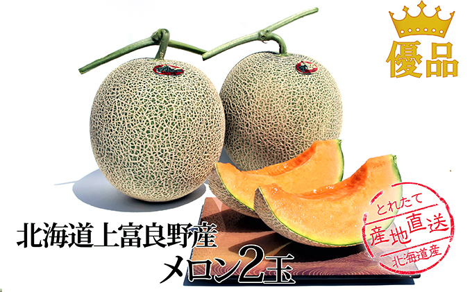 【北海道上富良野町産】ふらのメロン1.6kg以上　2玉							
