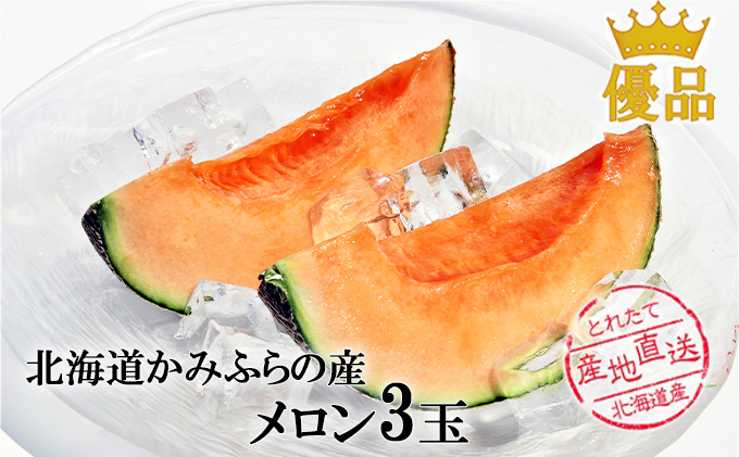 かみふらの産「ふらのメロン」1.6kg以上（優品）3玉