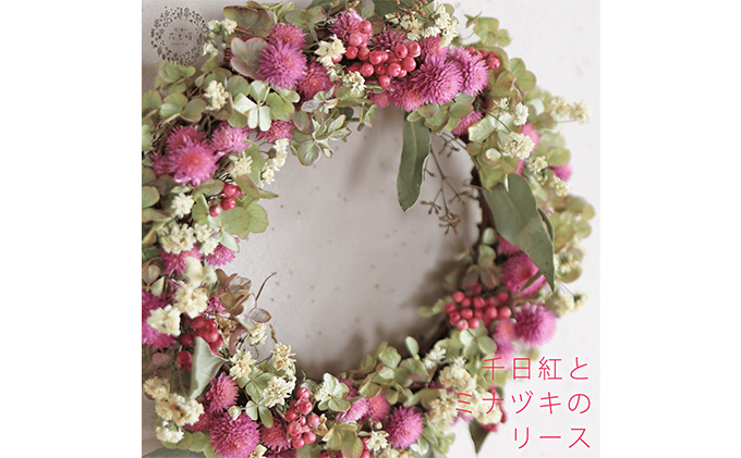 富良野 花七曜 千日紅とミナヅキのリース ◆ ドライフラワーリース