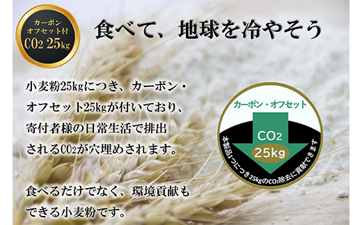北海道下川町産強力粉はるゆたか100% 25kg バイオ炭施用 カーボン・オフセット付 業務用紙袋 F4G-0219