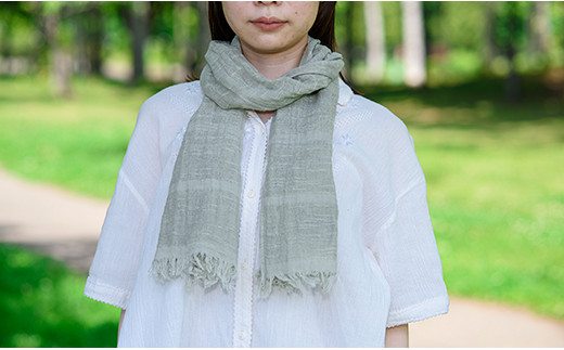 下川産ヨモギ 染タオルマフラー青碧松葉（せいへきまつば） ファッション 故郷 ふるさと 納税 北海道 下川町 F4G-0076