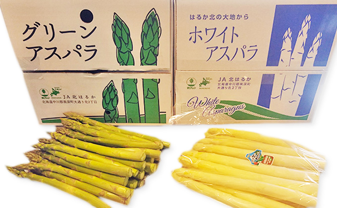ホワイトアスパラ 1kg(2L～3L)［秀品］・グリーンアスパラ 1kg(L)［秀品］セット【別送品】【北海道美深町産】