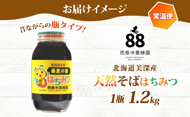 【 ふるさと納税 】北海道美深産 天然そばはちみつ 1.2kg 瓶 はちみつ 蜂蜜 みつばち 蜜蜂 ミツバチ そば蜜 ソバ蜜 純粋国産 国産 日本産 生 ミネラル ミネラル豊富 蕎麦蜜 お取り寄せ 送料無料 北海道 美深町
