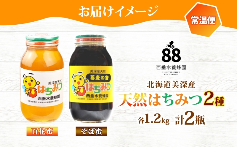 【 ふるさと納税 】北海道美深産 天然はちみつ 百花蜜・そば蜜セット 計2.4kg 1.2kg×各1瓶 百花蜜 そば蜜 ソバ蜜 蕎麦蜜 クローバー アザミ シナ そばの花 はちみつ 蜂蜜 ハチミツ 蜜蜂 みつばち ミツバチ 純粋 国産 お取り寄せ 送料無料 北海道 美深町