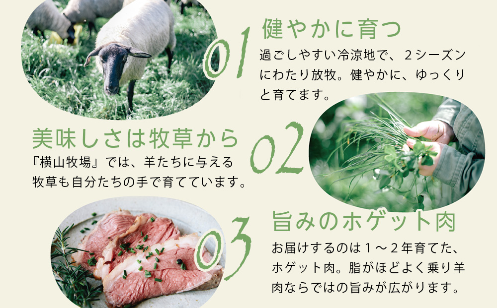 【北海道中川町】<横山牧場 やまのよこのひつじ>6分割【真ん中部位】放牧育ち ホゲット肉 国産 希少 羊肉 塊肉 骨付き ロース バラ ヒレ お肉 肉 焼肉 プレミアム