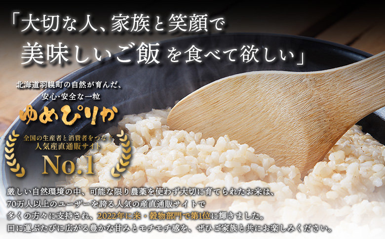 【2025年産】【定期便：3回】北海道産 特別栽培米 ゆめぴりか 玄米 5kg（無化学肥料・農薬不使用）【25138】 【定期便：3回】5kg