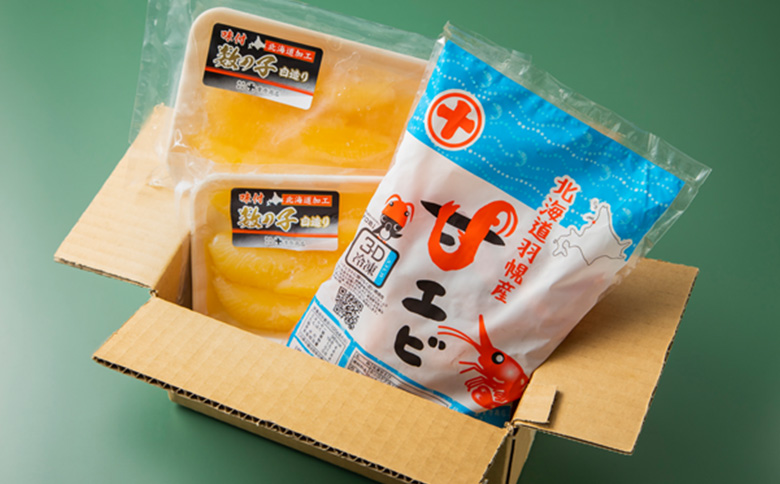 お刺身用甘えび（500g×2袋）・味付けかずのこ（140g×4パック）セット【05123】