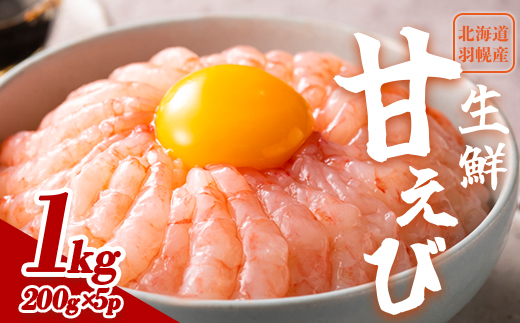 超速リキッド凍結でドリップゼロ！北海道羽幌産生鮮甘えび 1kg【0311201】  1kg（200g×5パック）