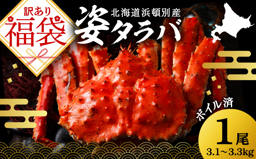 2024年 訳あり 福袋☆北海道産 冷凍ボイル本タラバ姿 3.1~3.3kg