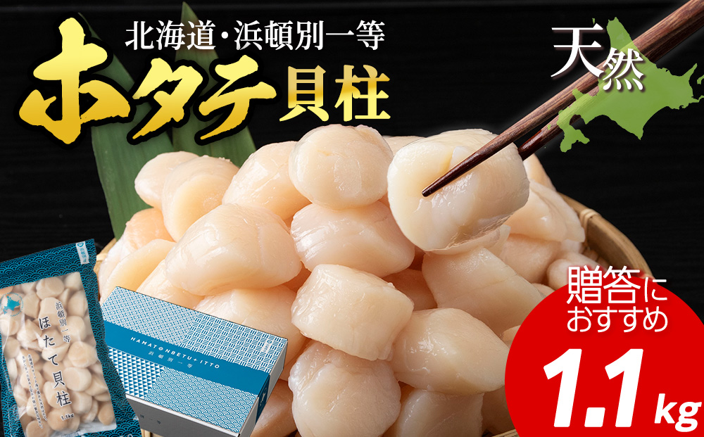 浜頓別一等 ホタテ貝柱 1.1kg