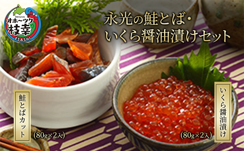 オホーツク枝幸 鮭とばカット・いくら醤油漬けセット 永光水産 【 海鮮 海産物 魚介 魚卵 応援 支援 冷凍 ギフト おつまみ 自宅用 肴  北海道 オホーツク 枝幸 】