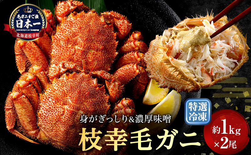 【漁獲量日本一】至福の逸品！特選冷凍「枝幸毛がに」約1kg×2尾 毛蟹 毛ガニ オホーツク 北海道