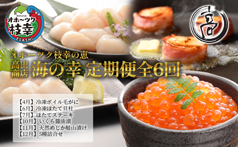 オホーツク枝幸の恵 海の幸 年6回 定期便 [2026年4月発送開始] 丸高 高田商店【 魚貝類 いくら 魚卵 帆立 ホタテ サーモン 鮭 北海道 オホーツク 枝幸 】