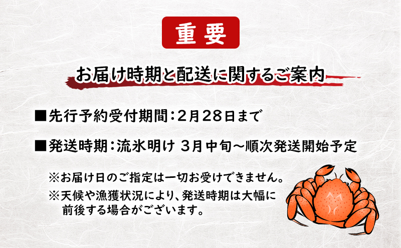 〈冷蔵発送〉流氷明け 枝幸沖 ボイル毛ガニ 500g前後×1尾 先行予約【2026年3月頃発送予定】旬の味覚［丸中三興水産］オホーツク枝幸 前浜【 蟹 魚介 北海道 枝幸 】