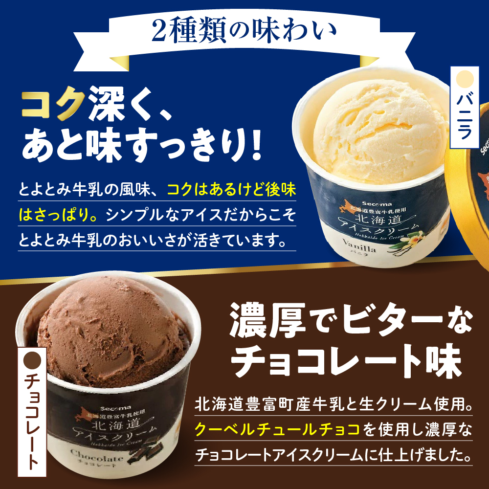 【3か月定期便】とよとみ牛乳 北海道アイスクリーム 3種食べ比べ 110ml×12個