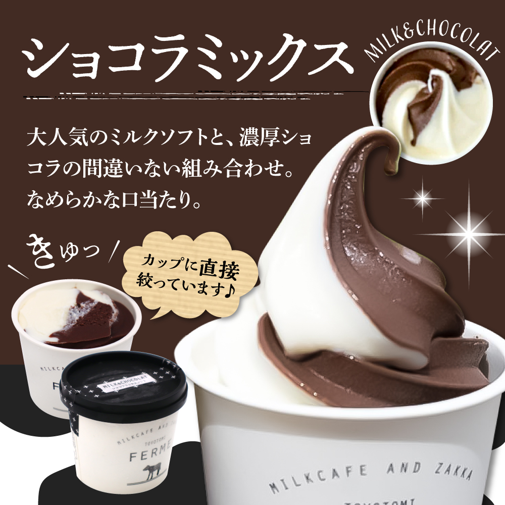 【3か月定期便】とよとみ牛乳ソフトクリーム【ショコラミックス 120ml×12個】 【3か月定期便】ショコラミックス【12個】
