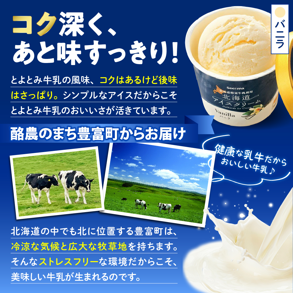 とよとみ牛乳 北海道アイスクリーム バニラ 110ml×12個