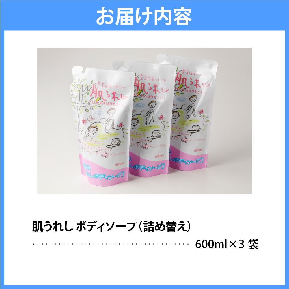 豊富温泉 肌うれし ボディソープ (600ml×3個) 600ml×3個（詰め替え用）