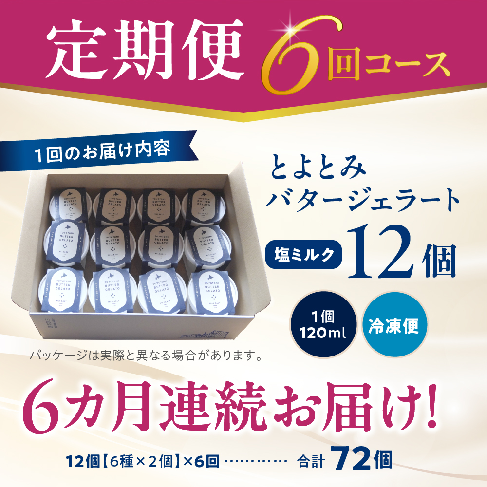 【定期便 6か月】とよとみバタージェラート 塩ミルク 12個セット 定期便 6か月