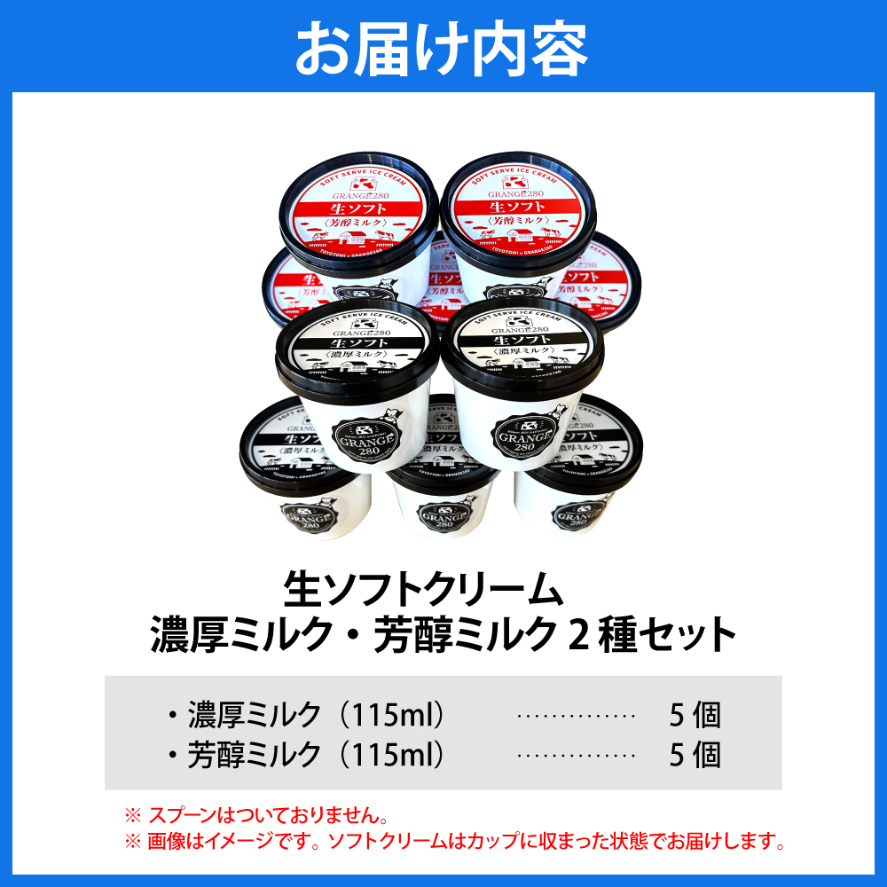 生ソフトクリーム【濃厚ミルク／芳醇ミルク】 計10個