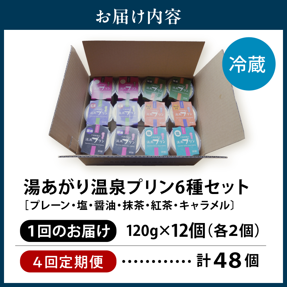 【定期便 春夏秋冬】湯あがり温泉プリン 6種類 計12個セット