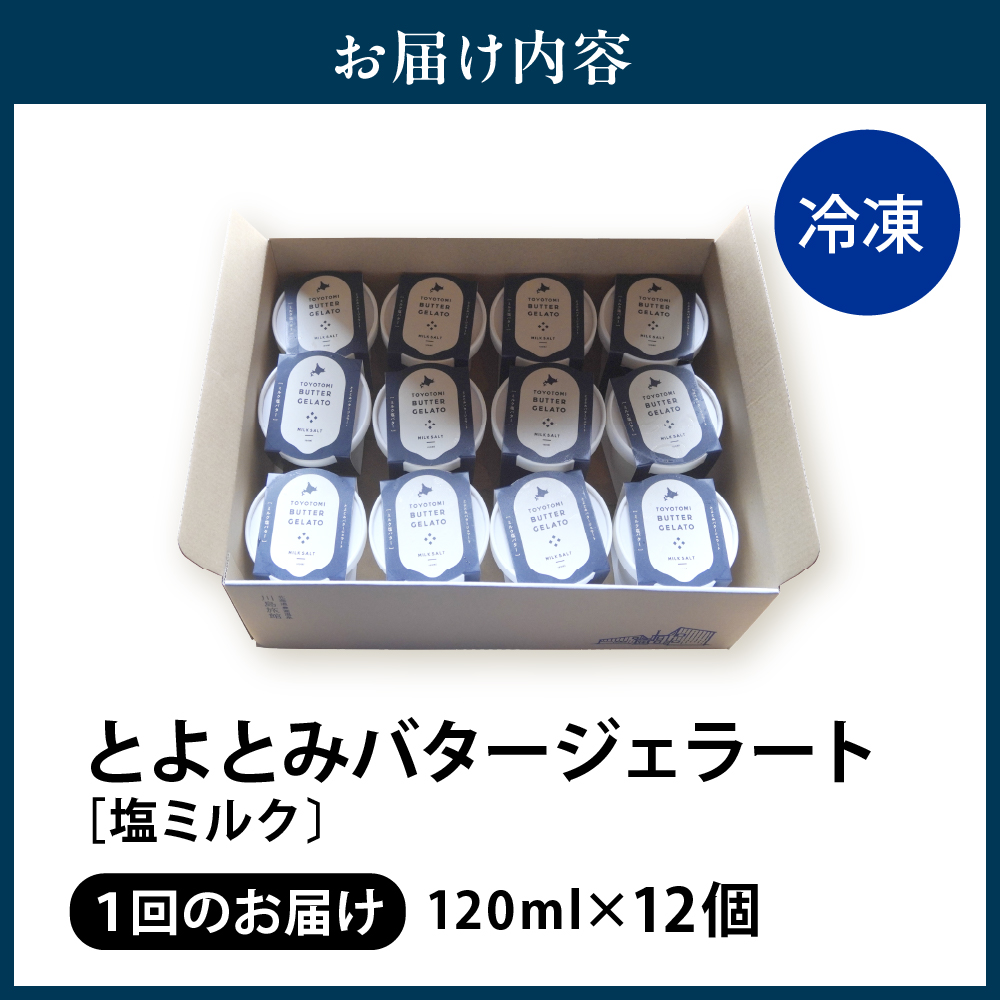 【定期便 3か月】とよとみバタージェラート 塩ミルク 12個セット 定期便 3か月