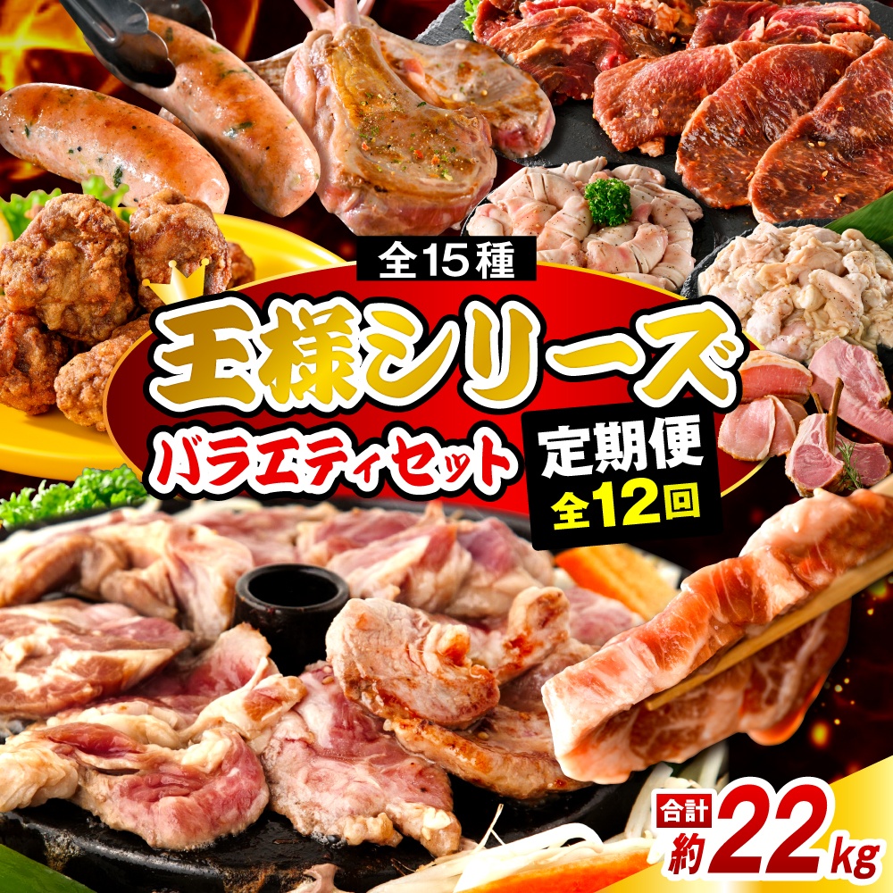 【12か月定期便】毎月違うお肉をお届け！王様シリーズバラエティセット 合計約22kg